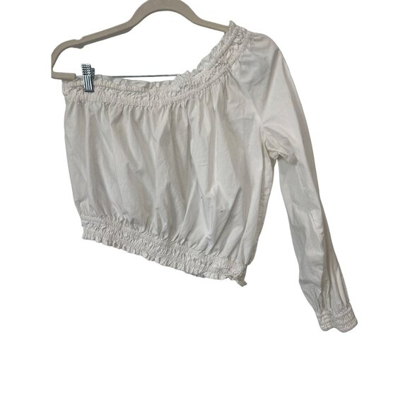 Free People Anabelle Asymmetrical One Shoulder Top Size S Ruffle Trim Minimalist - Picture 3 of 8